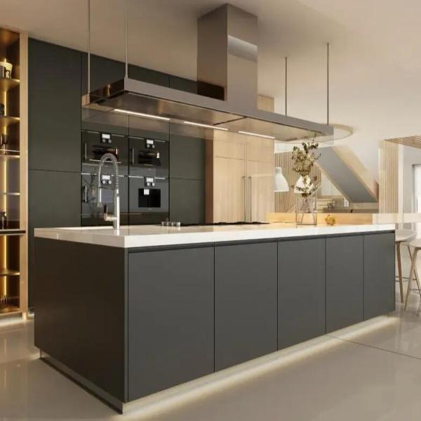 Prefab Kitchen Cabinet Solid Wood Prefabricated Kitchen Cabinets, Customized Pantry PVC Kitchen Cabinet