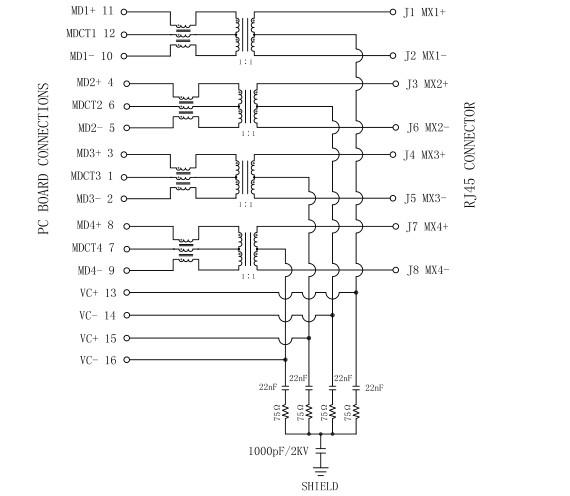 LPJK2064A9NL|JK0-0177NLのネットワーキングRJ45磁気ジャック1000Base-T