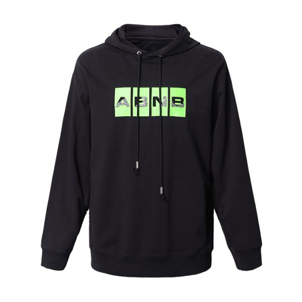 Customized Logo Mens Black Pullover Hoodie , Trendy Mens Hoodies Anti - Wrinkle