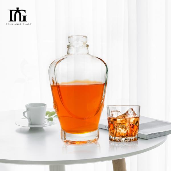 Acceptable Customer's Logo 750ml Glass Liquor Bottle for Custom Clear Round Vodka