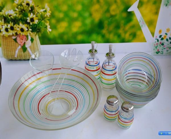 glass salad bowl set 