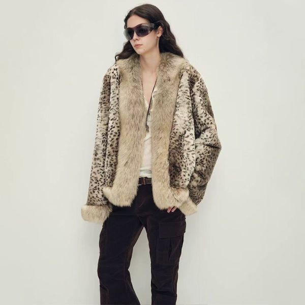 Parisian Magazine Retro Soft Double Color Faux Fox Fur Coat