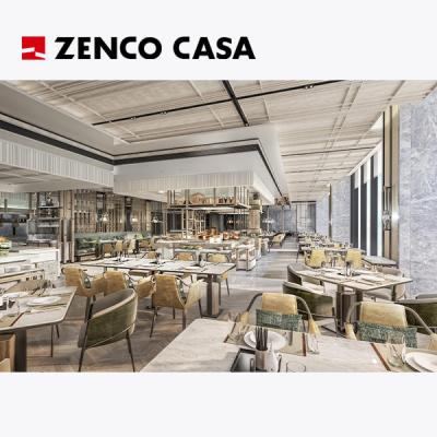 Hotel Restaurant Furniture Set Includes Leather Dining Chair And Marble Dining Table