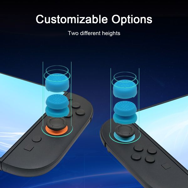 Hybrid PC + Silicone Raised  High & Low Mushroom Joystick Thumb Grips for Nintendo Switch 2 Joy-Con Controller