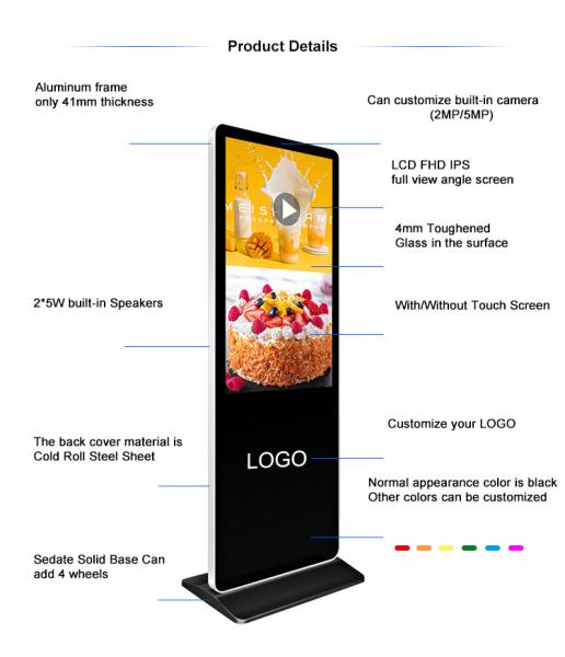 Vertical Advertising Player 43 Inch - Flexible Layout, Multimedia Playback, Custom Content