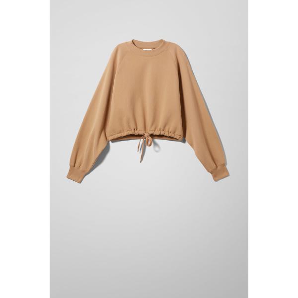 Simple Design Inner Blanket Cropped Drawstring Sweatshirt