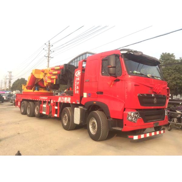 Heavy Duty Truck Mounted Telescopic Crane , Truck Bed Mounted Crane Folded Boom Type 10 X 4 100 Tons