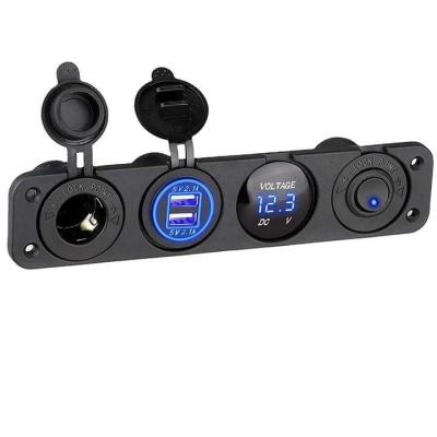 Professional 21W Dual QC2.0 USB Car Phone Charger 12-24V Voltage Display ABS/PC