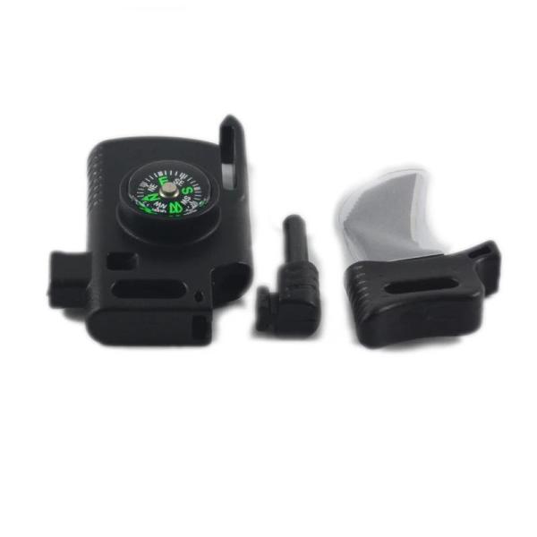 Multi Tool Fire Starter Whistle Compass Tactical Buckle for Camping Hiking 13mm Size