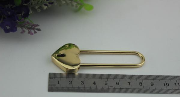 Luxury heart shape decorative light gold wedding padlock for purse