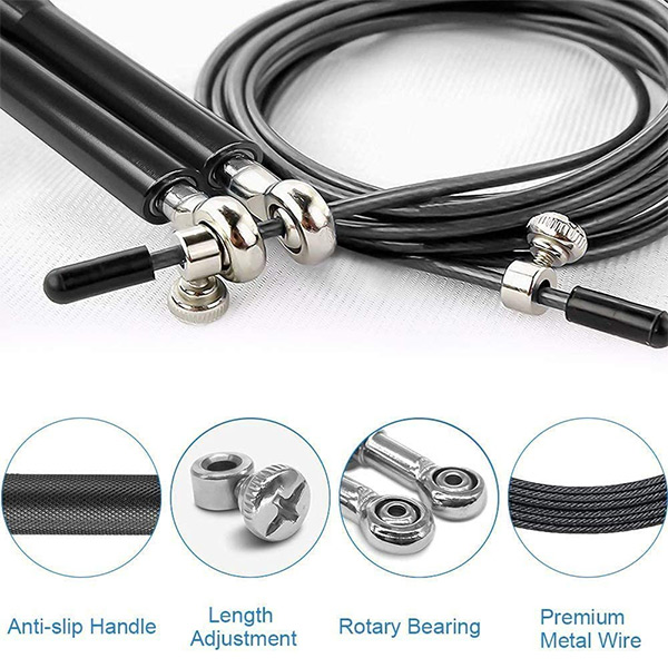 PVC Coated Steel Wire Durable Jump Ropes With Anti Slip Aluminum Handles