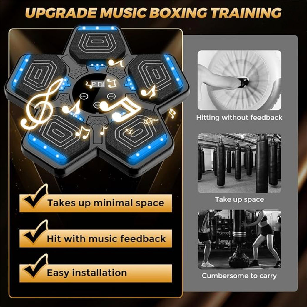Music Boxing Machine, Interactive Punching Trainer with Boxing Gloves