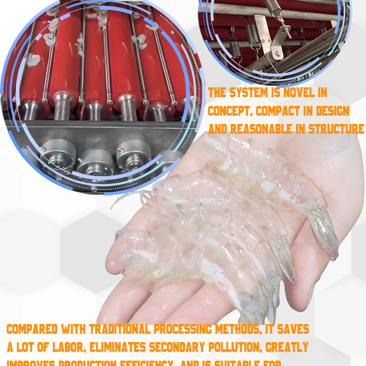 380V 3P 50HZ Commercial Shrimp Peeling Machine 300KG/H Automatic Shrimp Peeler