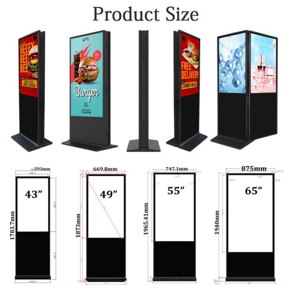 43 49 55 65 Inch Floor Standing LCD Display Advertising Screen Double Side Digital Signage Kiosk for Supermarket Mall