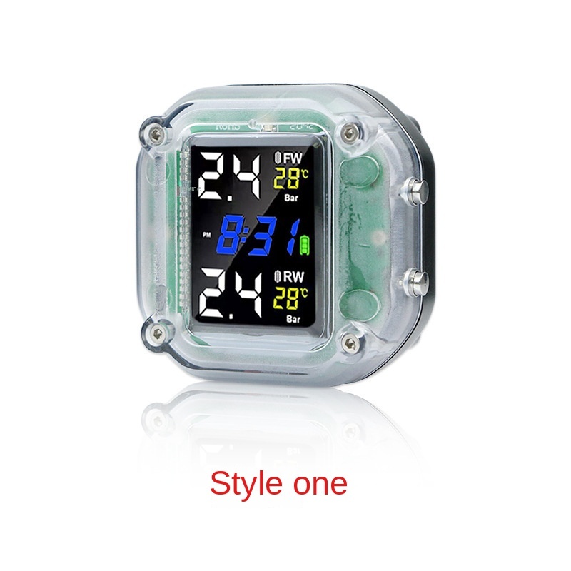 Motorcycle TPMS 12V Universal Fit Tire Pressure Monitoring System Solar Powered Display External Sensors