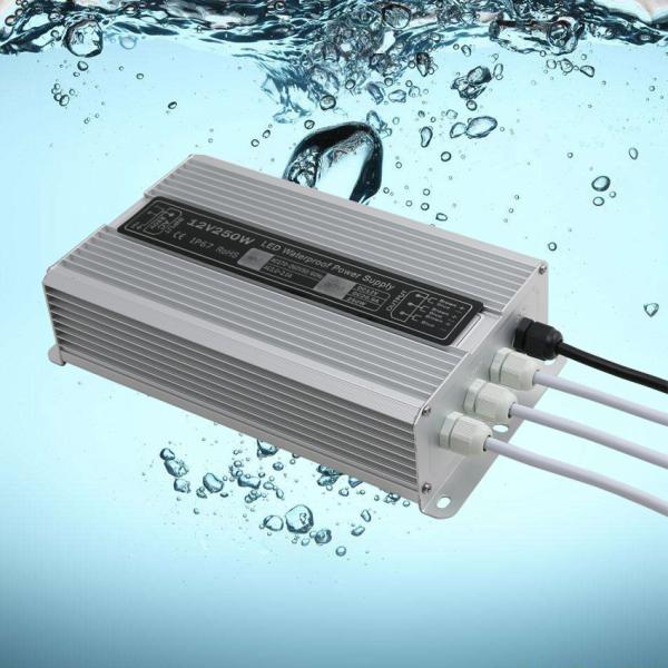12v 250w waterproof power supply IP67 with coffee color LED transformer Adapter for LED Light