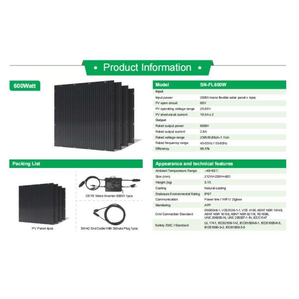 Тип кремния Semi гибкой панели солнечной системы балкона регулируемый Monocrystalline