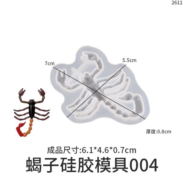 DIY dropper lizard ant spider scorpion centipede cockroach fly ant fly keychain silicone mold