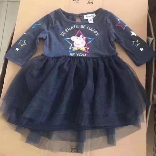 3T 4T 5T Peppa Pig Long Sleeve Dress 60% Cotton 40% Polyester