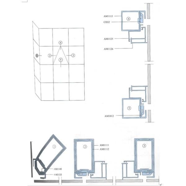 Анодированные системы, 6063-T5 золотистых/серебра алюминиевые ненесущей стены