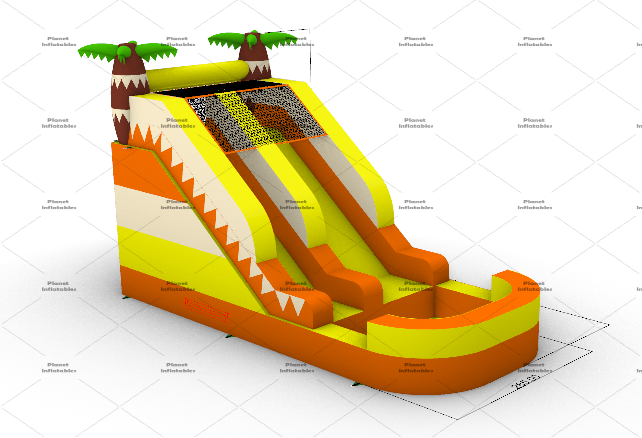Backyard Fun Mini Inflatable Water Slide with Swimming Pool Palm Tree Slider Jumping Castle for Kids Party