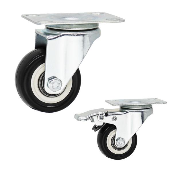 50mm PP retiram o núcleo de rodízios macios da placa do giro da roda do PVC com o freio para a mobília
