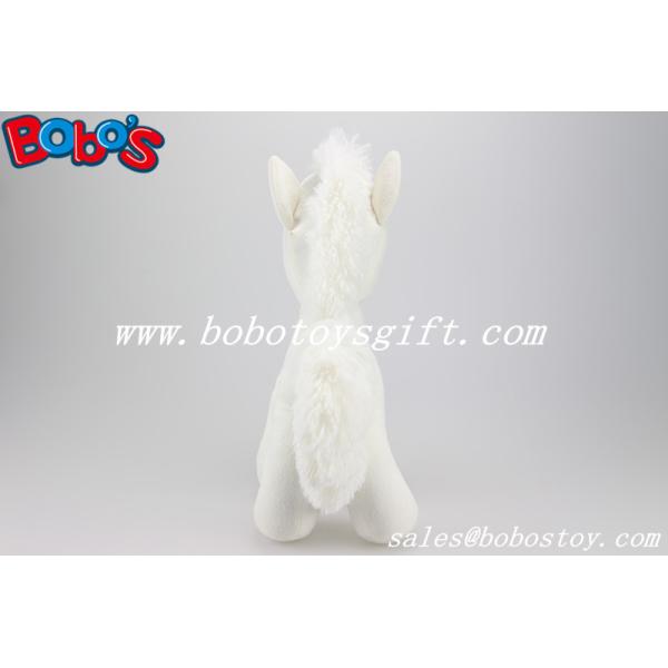 Soft Lovely White Baby Stuffed Unicorn Animal Toy With Long Plush Fur