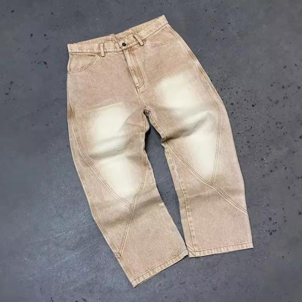 Custom High Quality Loose Men's Denim Pants Manufacturer Vintage Distressed Oversized Wash Jeans Streetwear Baggy Denim Jeans