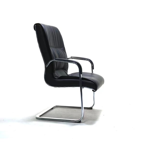 Low Back Meeting PU Leather Office Chair Black Visitor Synthetic Leather Chair