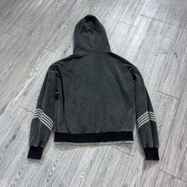 Customized Colors Double Layer Hooded Embroidery Patch Logo Acid Wash Heavy Cotton Zip Up Vintage Hoodie At Affordable