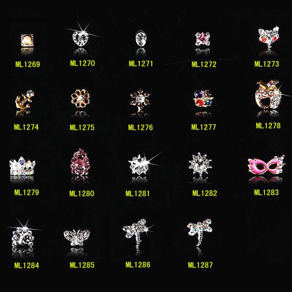 Hot NEW Wholesale Alloy Jewelry 3D Nail Art Jewelry Nail rhinestones Sticker Supplier Number ML1269-1287