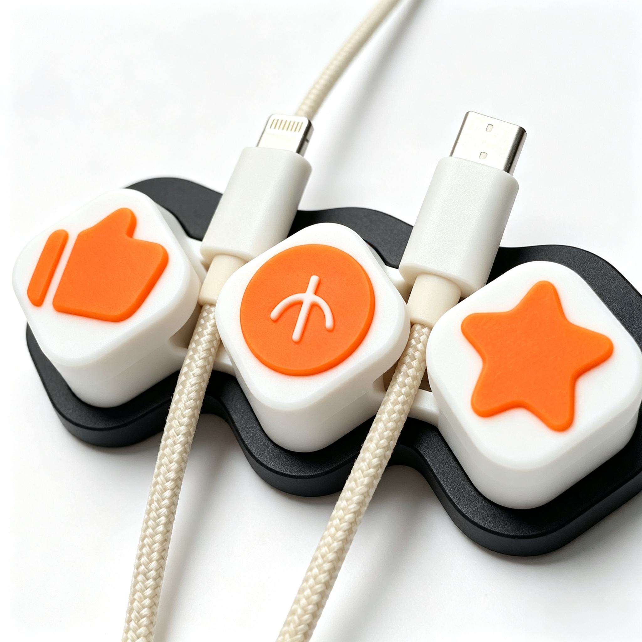 Child Safe 3d Printed Office Accessories Triple Cable Clip Organizer For Desktop