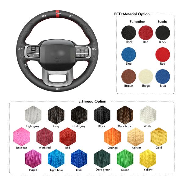 Custom Hand Stitching Artificial Leather Steering Wheel Cover for Ford F-150 F150 Lightning 2021 2022 2023