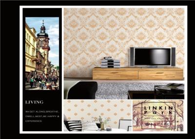 Flower Pattern Classic Vintage Wallpaper Waterproof For TV Background , Eco Friendly