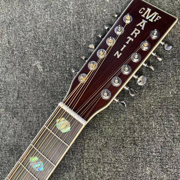 Custom M Style 12 Strings Solid Spruce Top Dreadnought Acoustic Guitar, Customized Logo on Headstock