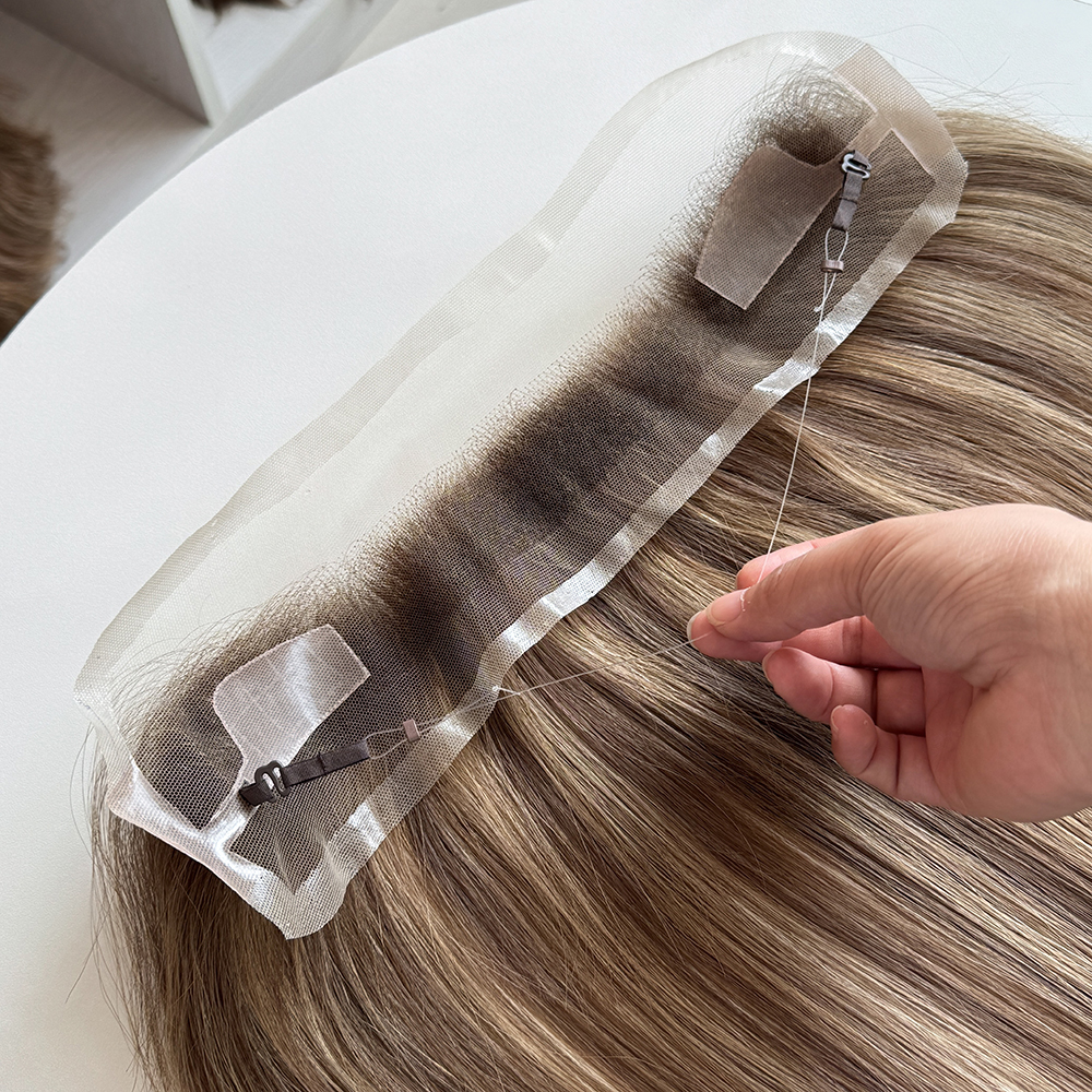 Hairline topper ear to ear coverage human hair halo wire Swiss lace invisible frontal hairline