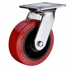 4x2, 5x2,6x2,8x2 Red Polyurethane RIGID Heavy Duty  Caster China factory FIXED castor wheels manufacturer and exporter