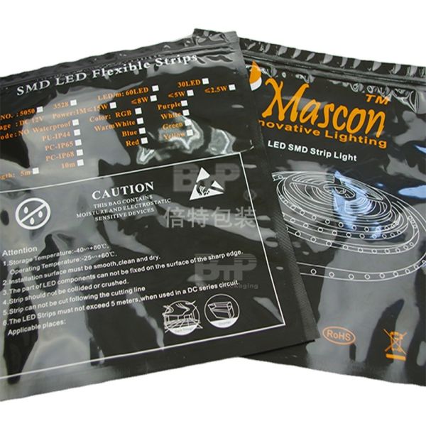 High Quality Anti-static Aluminium Foil Shielding Reusable Laminated Pouch LED Strip Lamp Belt Packaging Bag