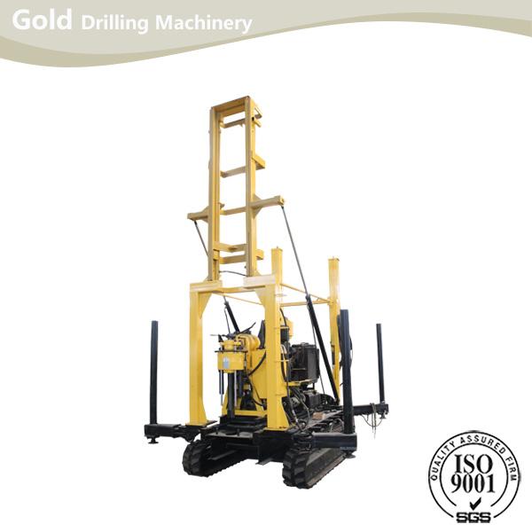 Hydraulic controlling drilling tower and landing arms crawler mounted drilling rig