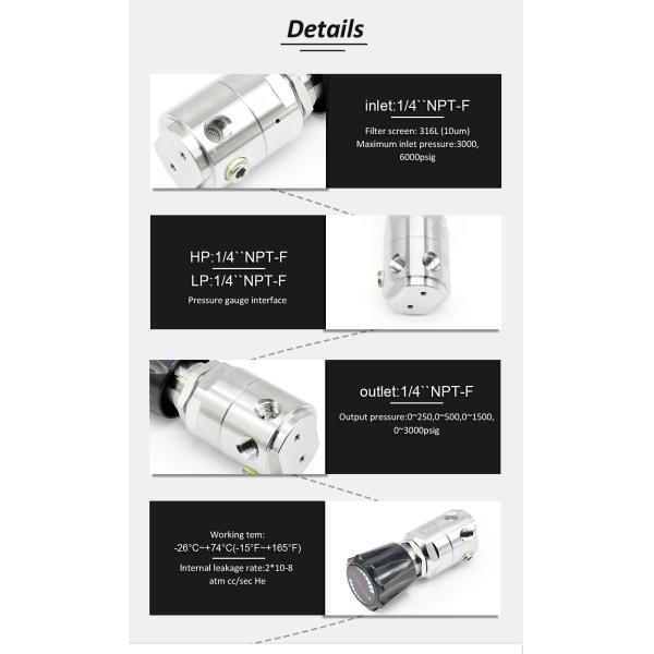 Válvula reductora de presión de acero inoxidable Regulador de propano de alta presión Control de flujo