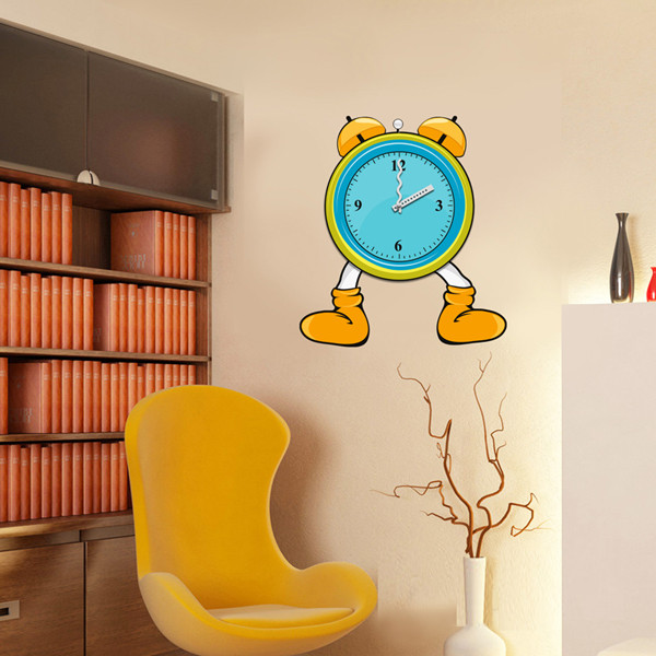 Funny Cartoon Wedding Decorative Wall Sticker Clock with 3M Removable Vinyl 25A008