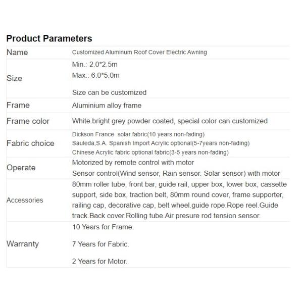 House Patio Electric Sunshade Awning With Dickson Fabric Saulenda Spanish Fabric