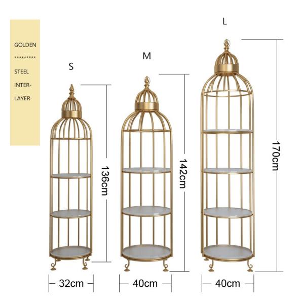 Interior Decoration Metal Display Racks And Stands Creative Bird Cage Shape Flower Shelf