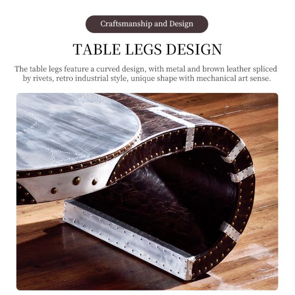 Nidea #8651 Nidea Red Wine  Bar Coffee Table Industrial Style Flat Durable Handmade Aluminum Rivet Metal Watch-Shaped Design