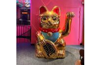 Or animal Lucky Cat Statue de sculpture en grande fibre de verre extérieure