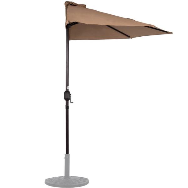 Half Side Balcony Umbrella Outdoor Stand Pole Wall Parasol DIA2.3M