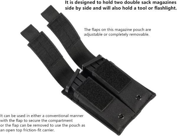 Molle Double Pistol Mag Pouch Single Double Stack Magazine For 9mm/.40 Calibers Glock