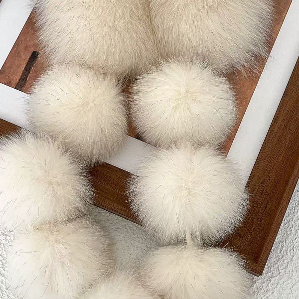 Faux Fox Fur Scarf With Pom-Poms