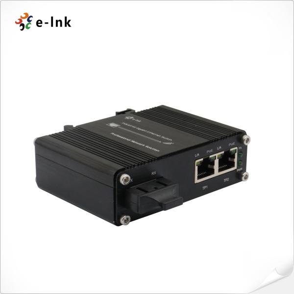 Elink Industrial Fiber Media Converter 1x100M SC + 2x10/100M Ethernet RJ45 90W PoE++ Media Converter