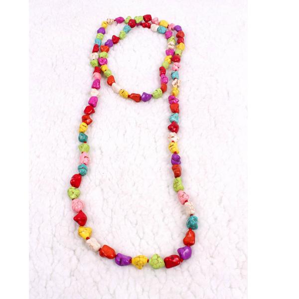 Irregular turquoise beaded long necklace